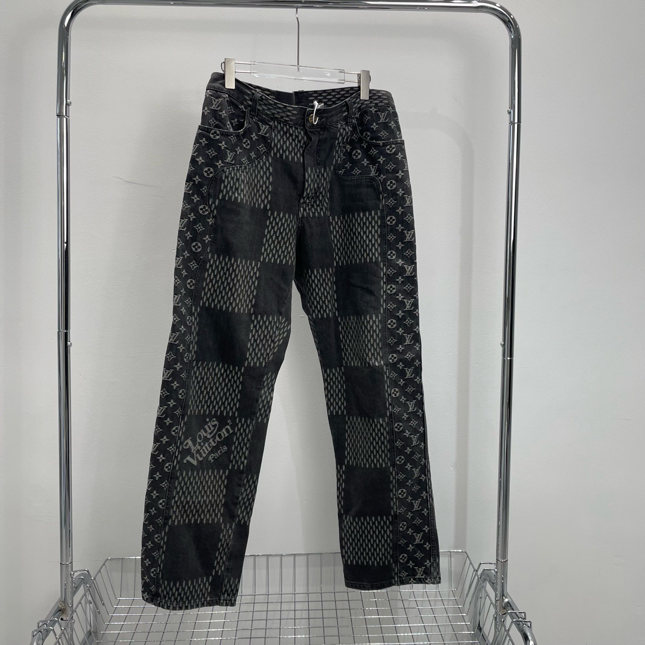 louis vuitton 联名nigo黑色拼接牛仔裤 YY00116 尺码32 成色98新
