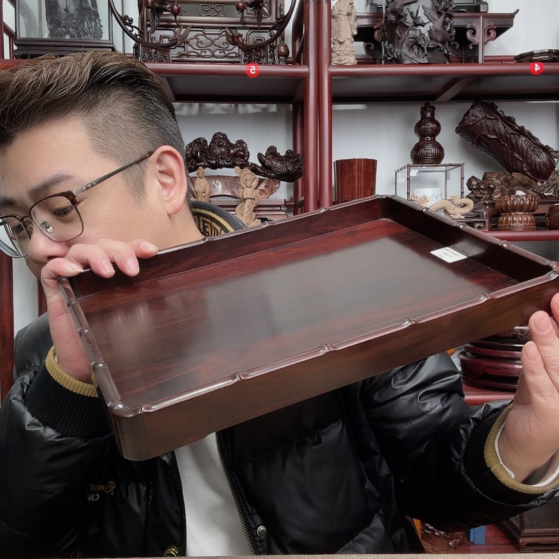 竹***梅大红酸枝工艺品底座