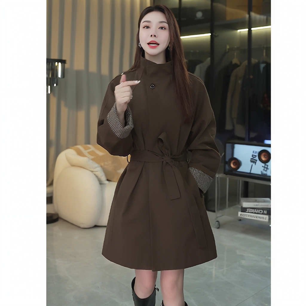 2025年秋冬新款简约一粒扣气质风衣女小个子中长款轻熟风大衣外套
