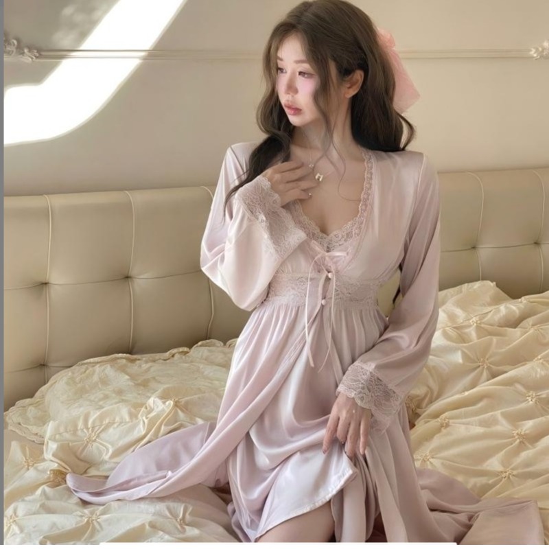 【KISS PEACH】91-120编码缎面蕾丝性感纯欲套装睡袍套装Sept.18