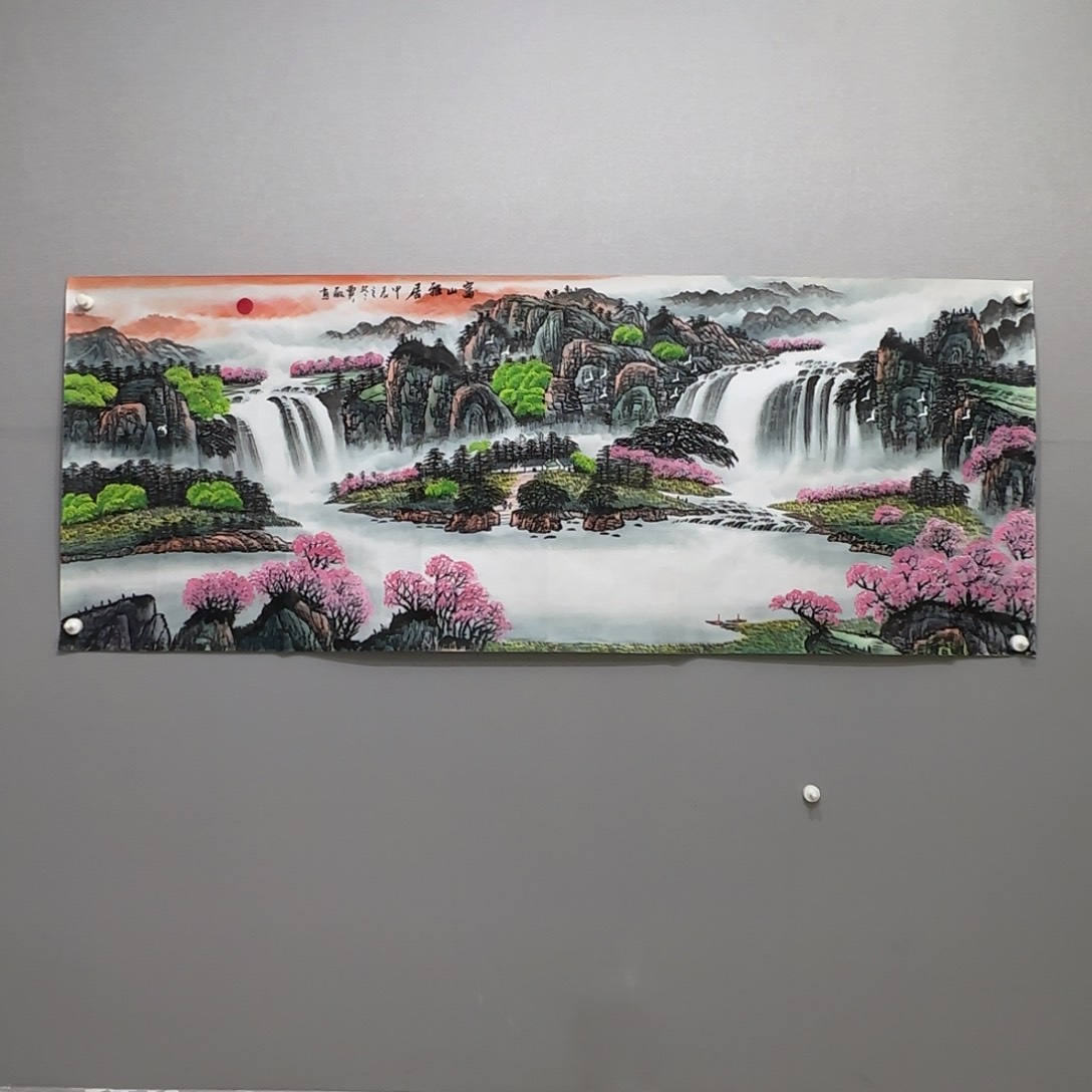 国画横幅六尺精品山水贾敏