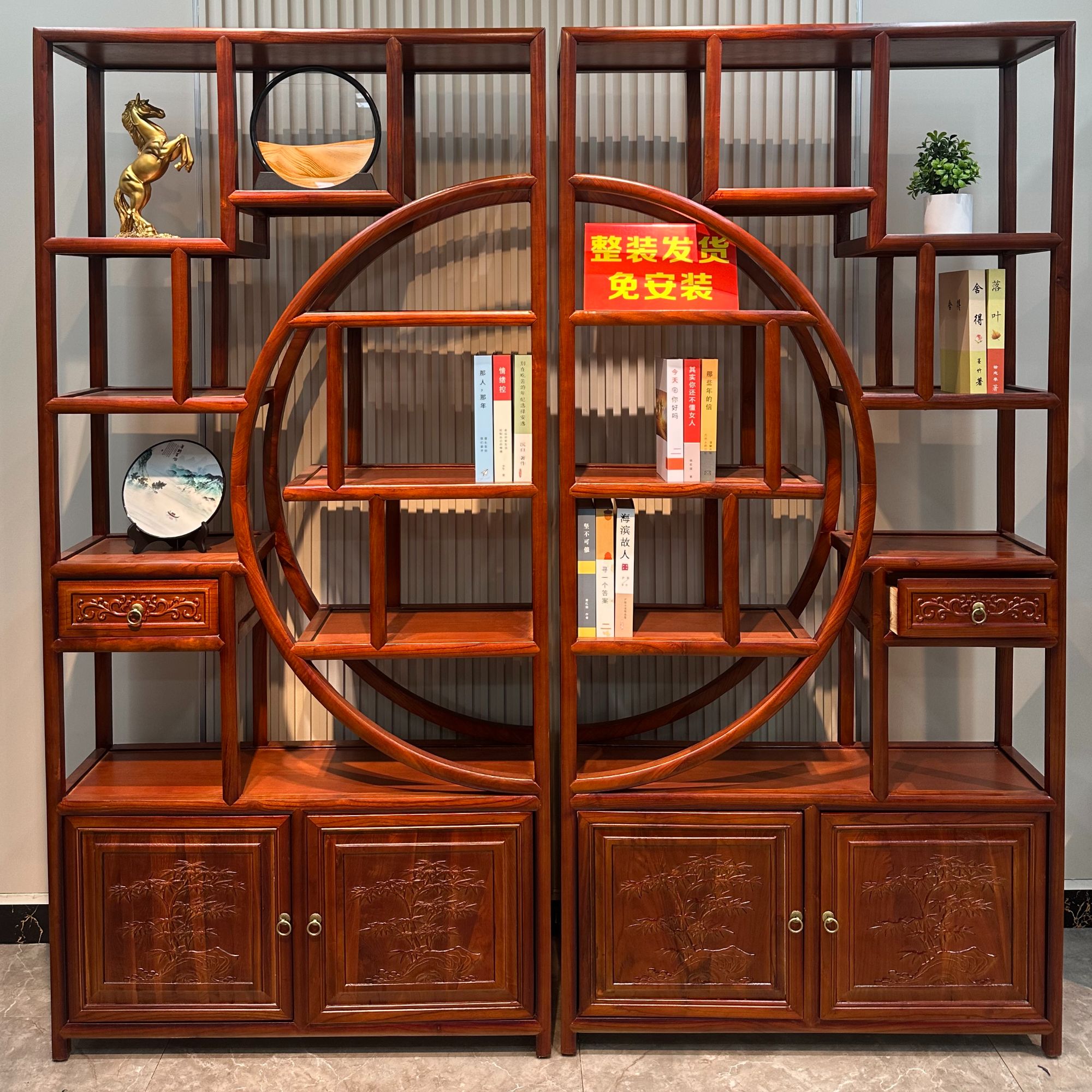 【江南 · 大团圆】加厚博古架实木多宝格榫卯结构中式仿古多层玄关