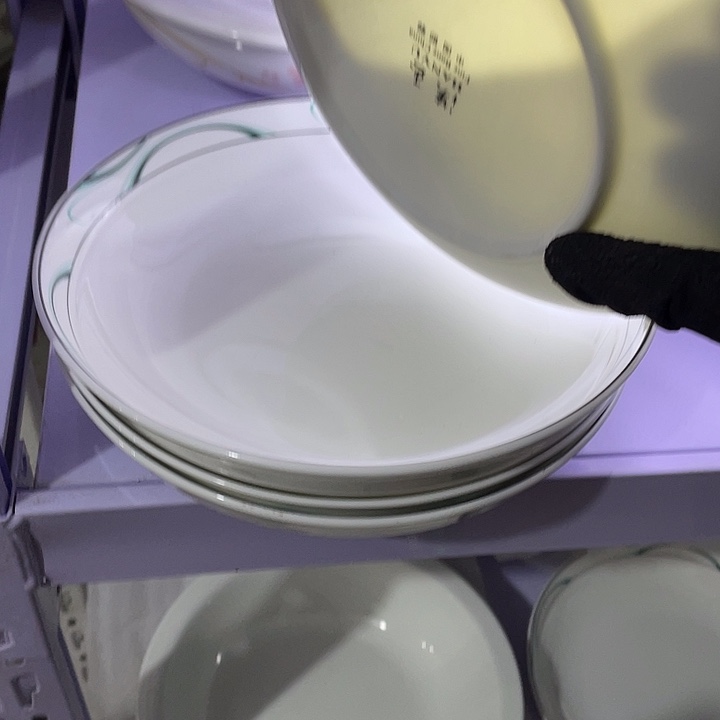 瓷片汉玉窝盘4个 微瑕疵 口径20厘米