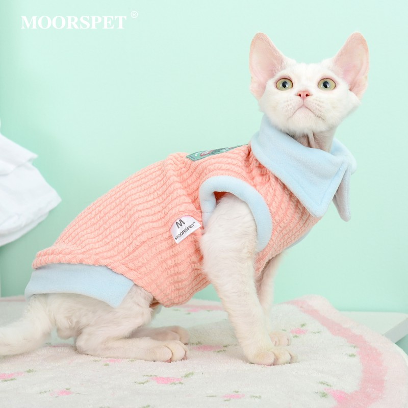 MOORSPET猫咪衣服春夏 背心猫衣服假两件 可爱布偶斯芬克斯猫衣服