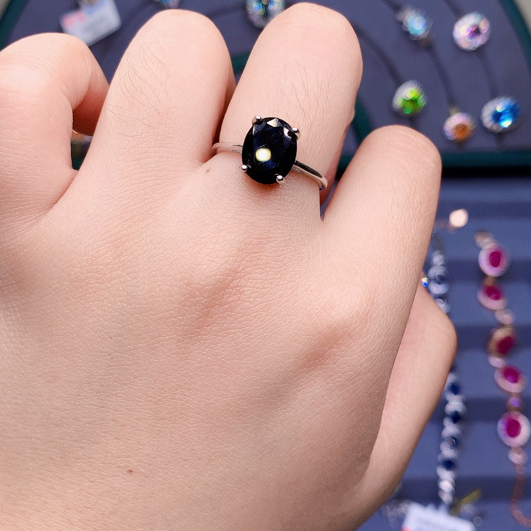 蓝宝石戒指银S925镶嵌