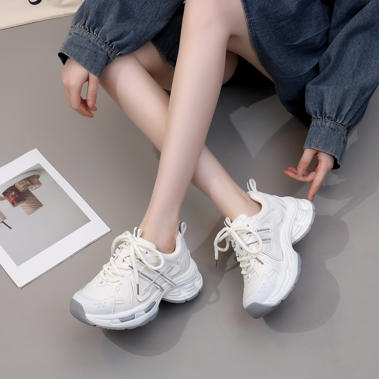 1183女士冬季爆炸纹加绒老爹鞋（鞋底做旧）