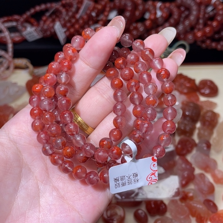 ***ㅤ南红玛瑙紫底飘花多圈6.4m+分单付未镶嵌049