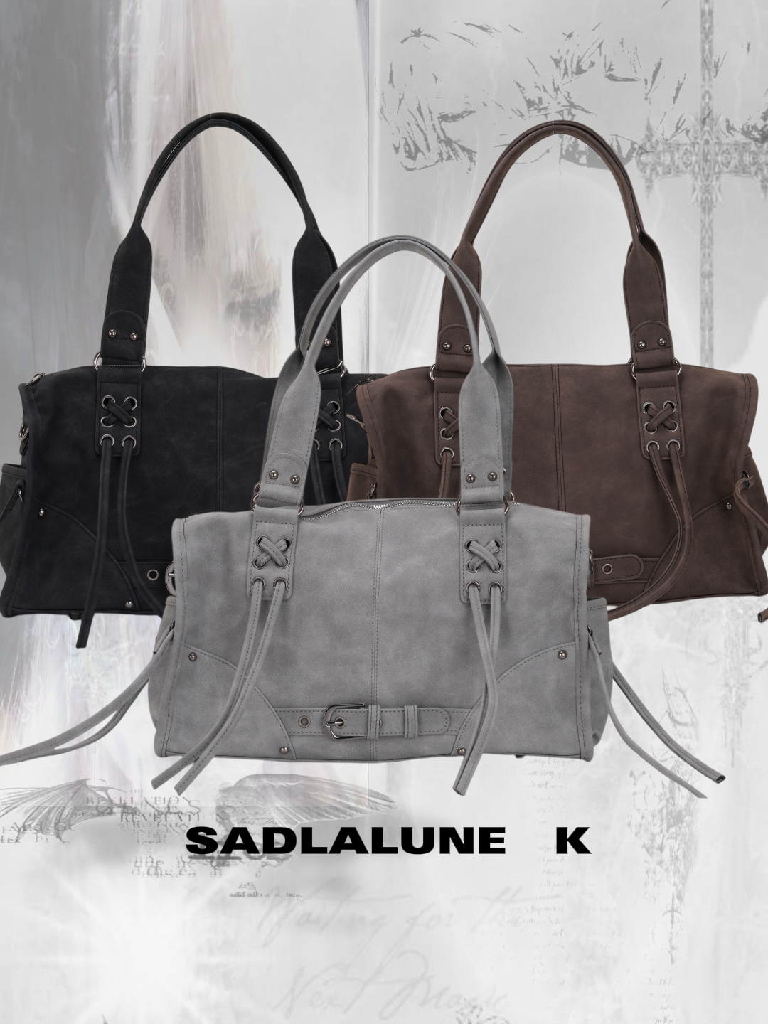 SADLALUNEK【小众设计款】机车风单肩斜包手提包时尚百搭02051