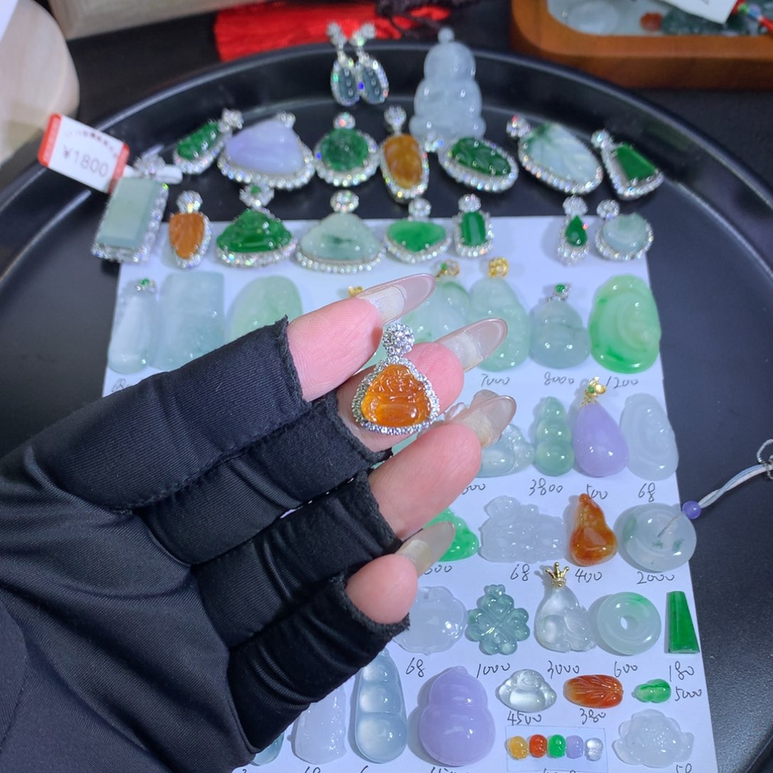 翡翠银S925镶嵌吊坠(不含链)冰黄佛