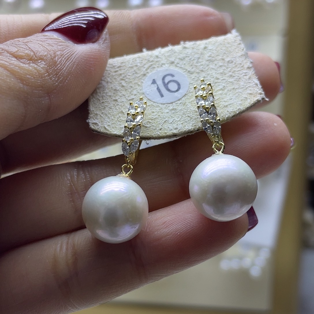 淡水珍珠耳饰银S925镶嵌