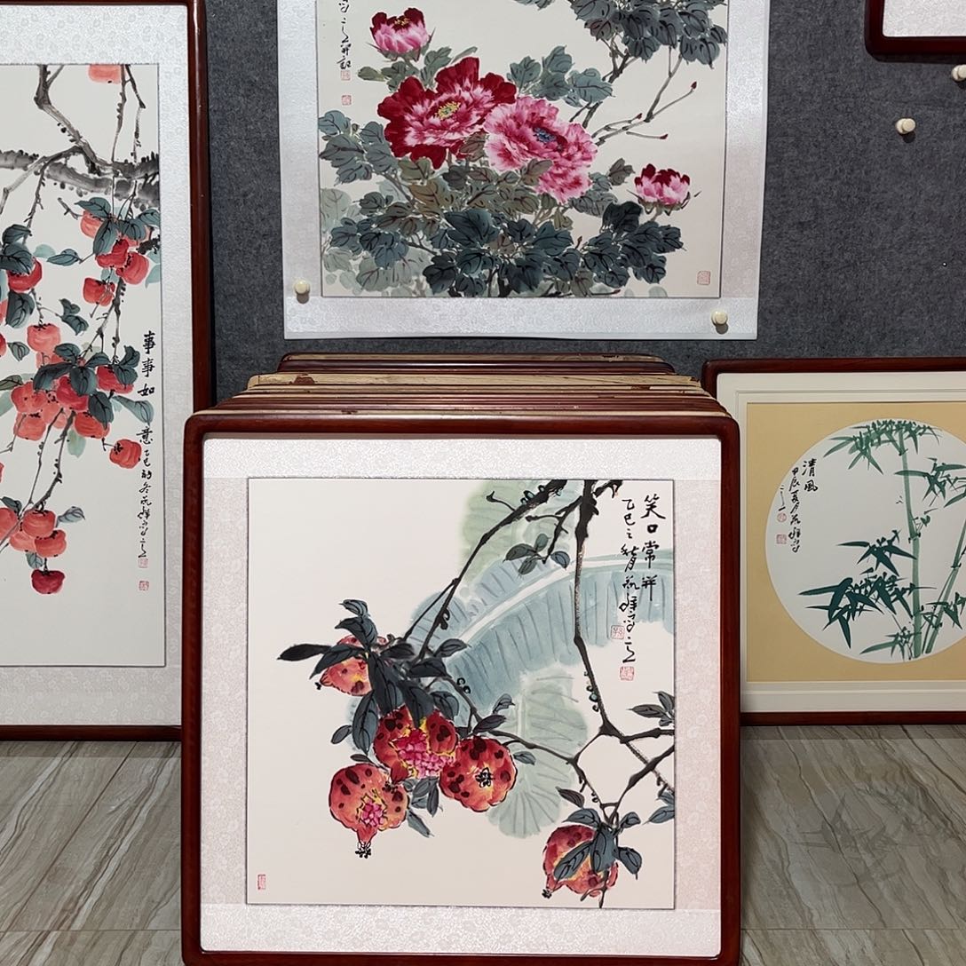 国画书画作品带框63×63