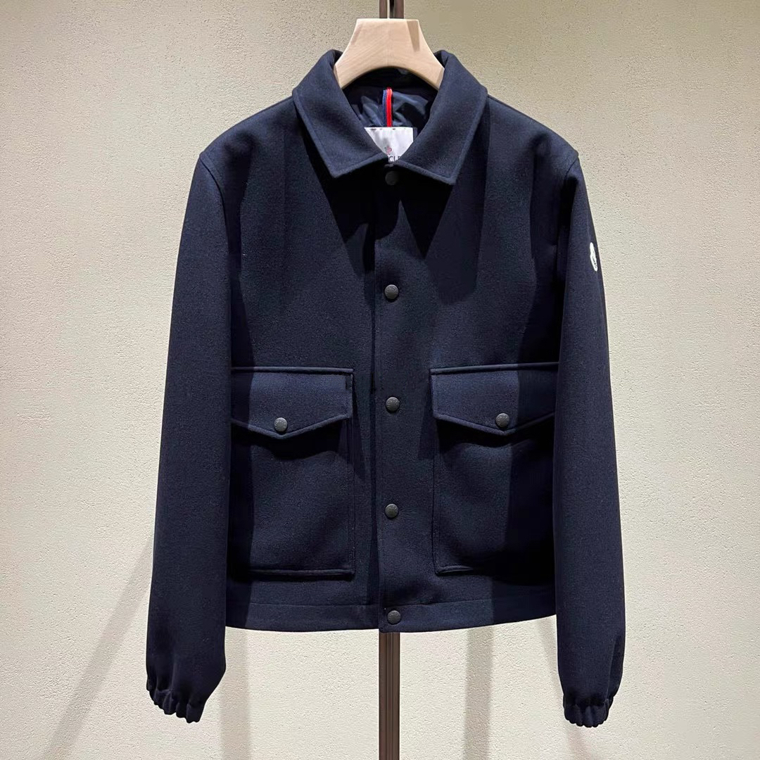 未使用 MONCLER 蒙口 徽标拉链羊毛长袖夹克外套