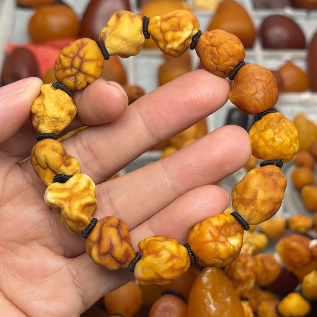 琥珀裸石未镶嵌天然蜜蜡手串