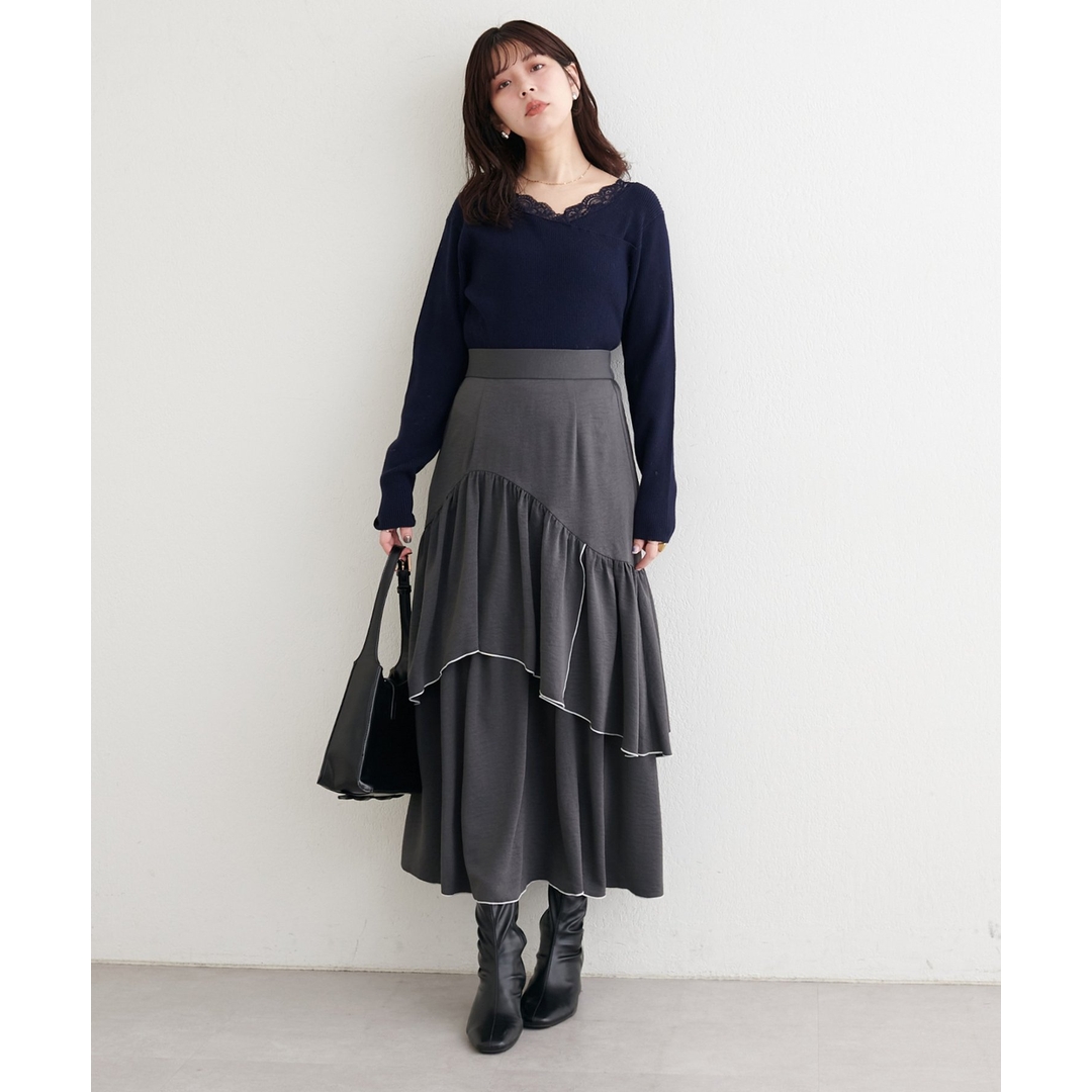 【Montendre】秋冬新款 N 百搭气质裙摆压褶设计显瘦半裙高腰半身裙