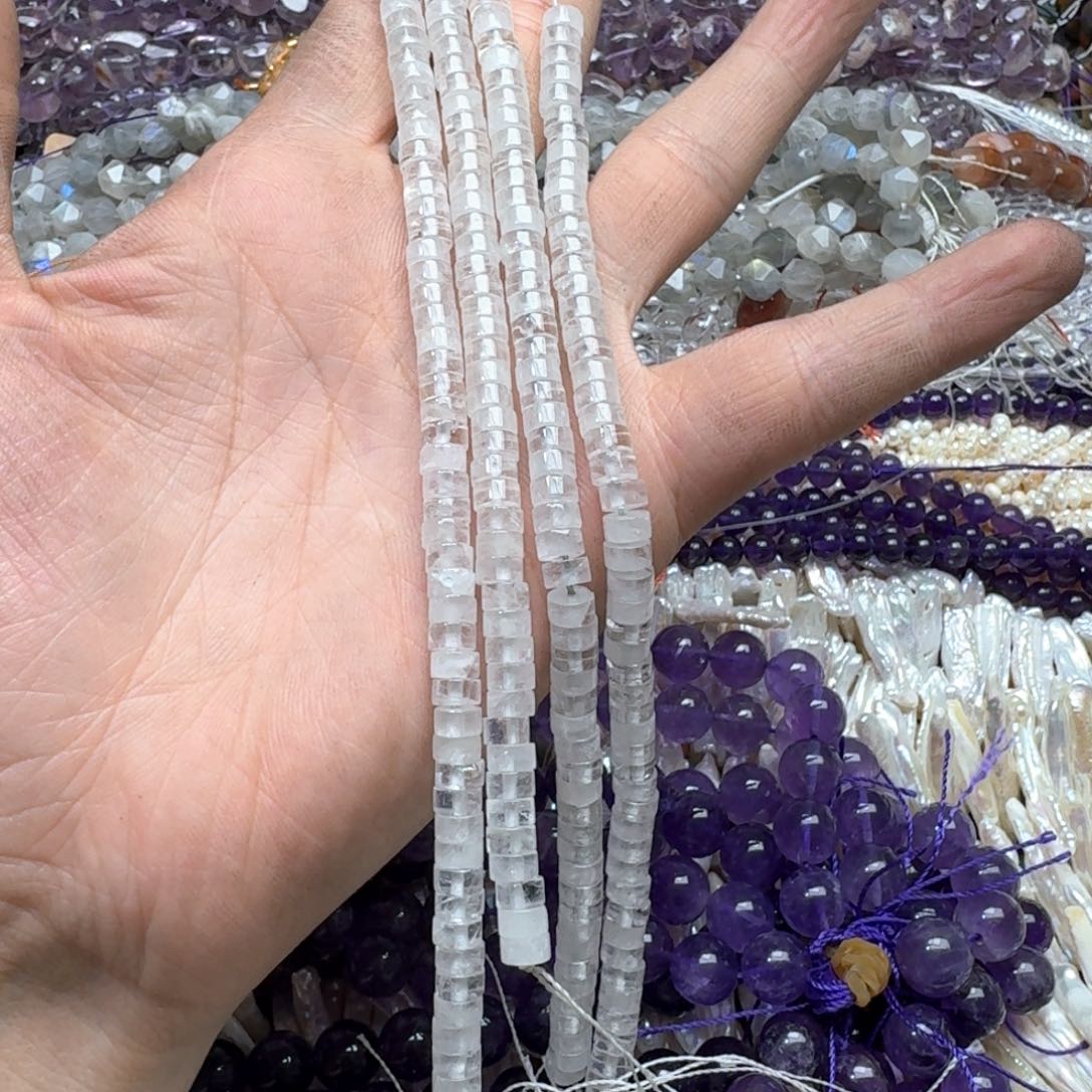 合金玛瑙/玉髓珠宝半成品一条6mm白水晶剁珠