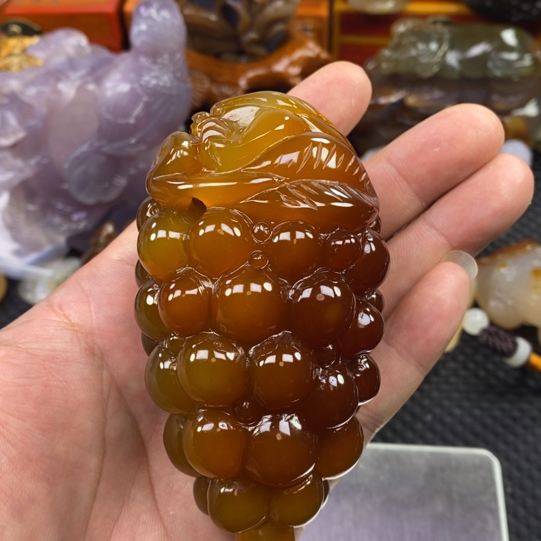 玛瑙/玉髓手把未镶嵌老**个