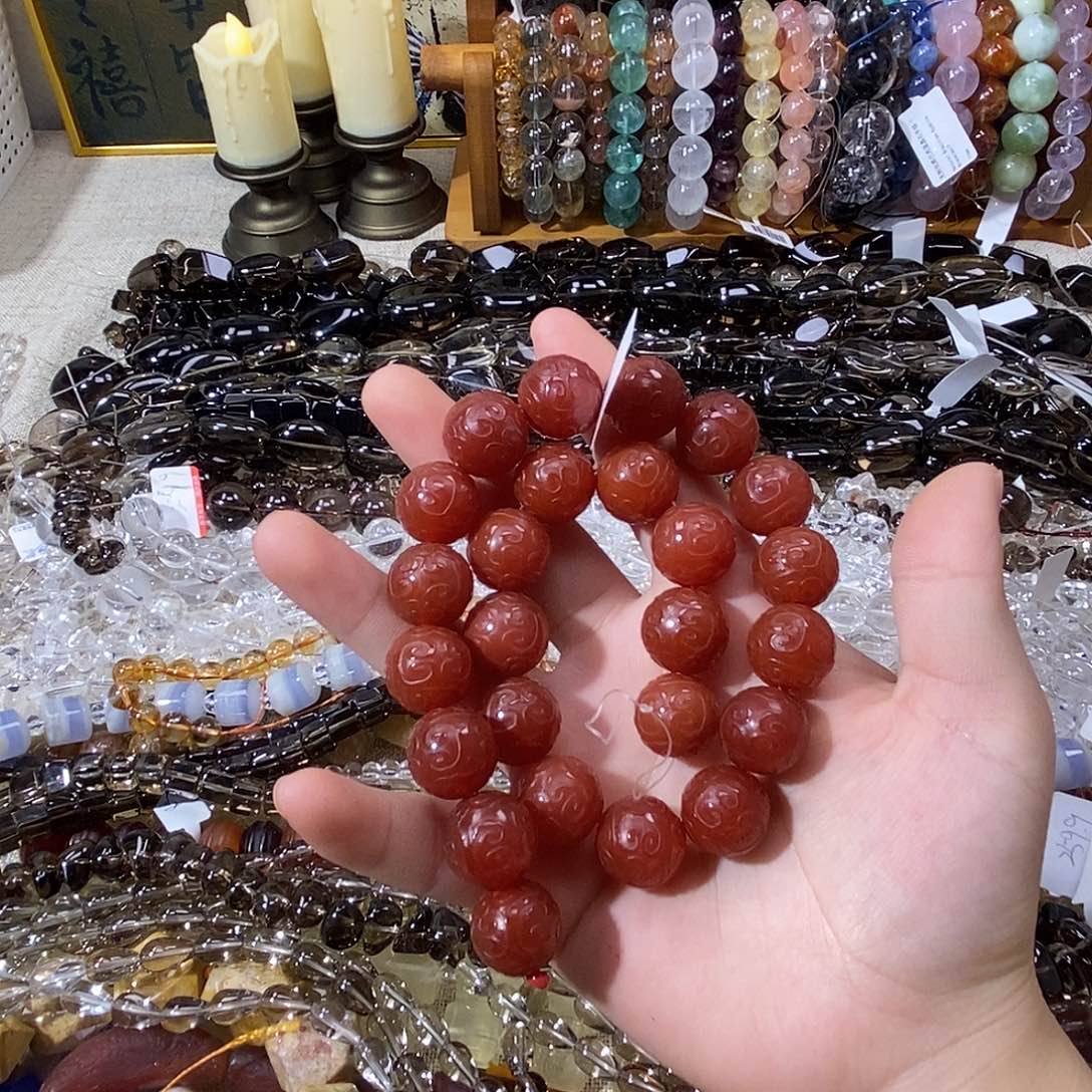 玛瑙/玉髓散珠老玛瑙回纹珠卡16到手3颗