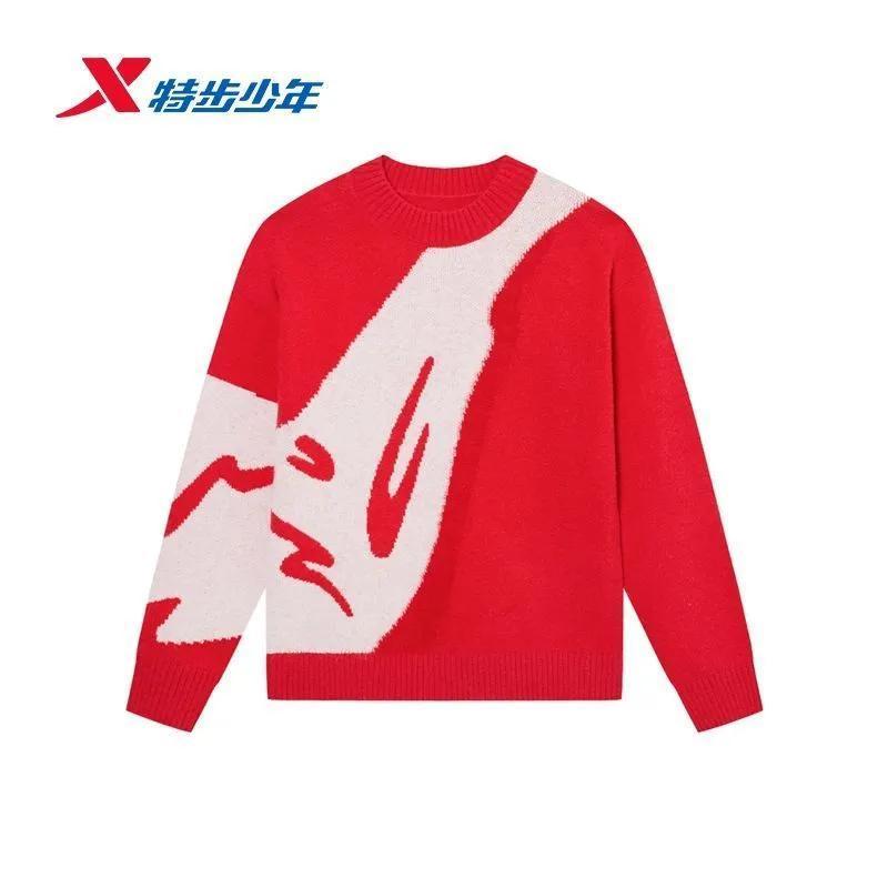 【福燈贺岁】特步童装2025年秋冬保暖针织毛衫男女童新年装加厚毛