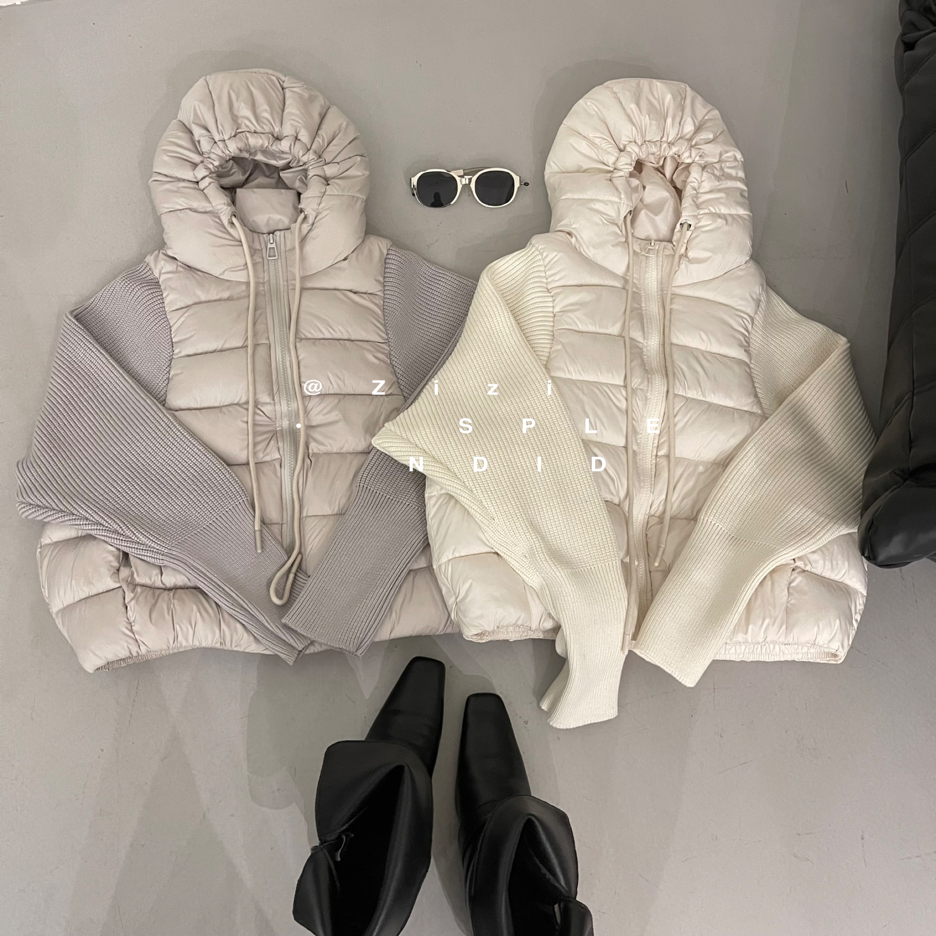 福利款！针织拼接棉服外套！假两件设计