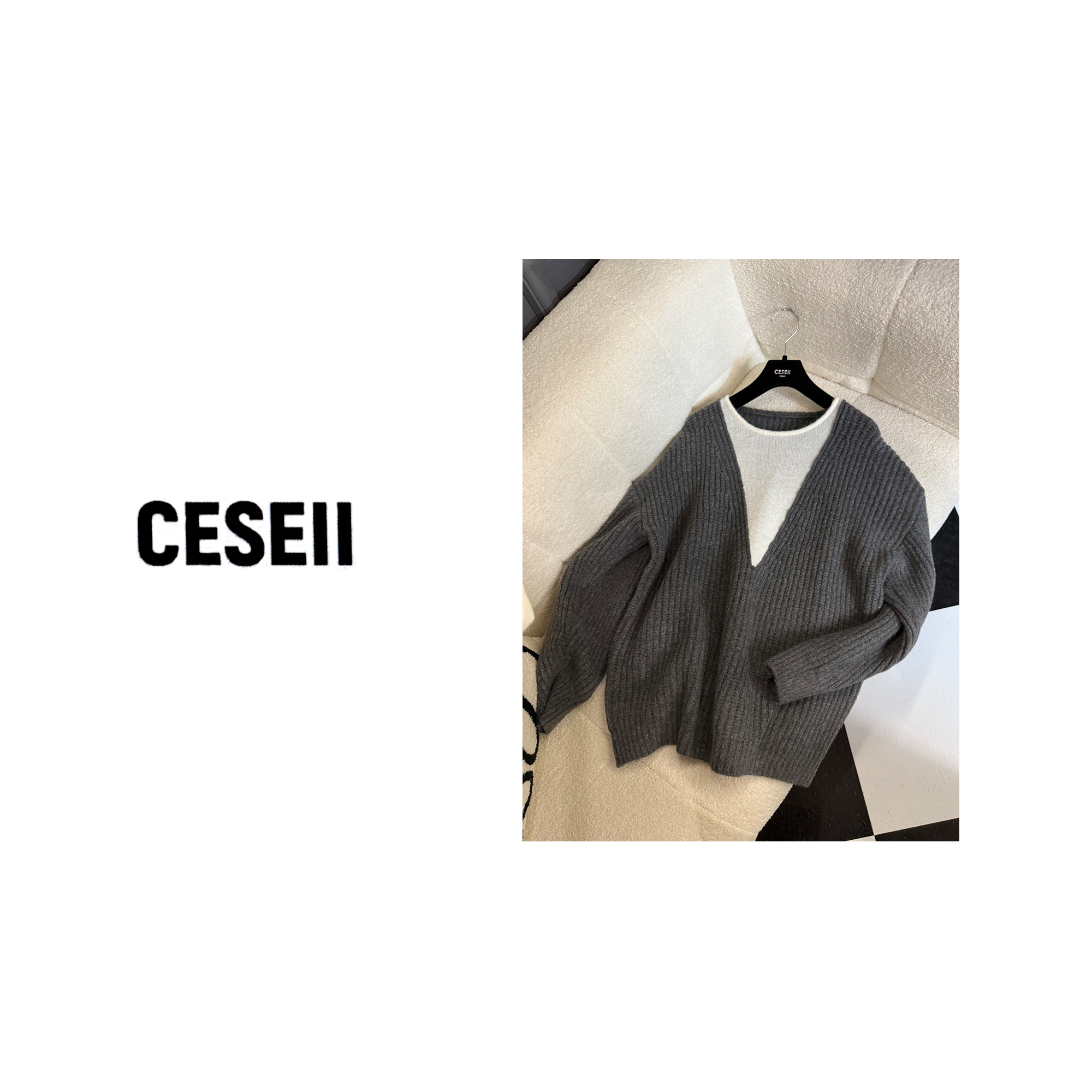 【25XJ817】CESEII高品质羊毛混纺撞色时尚毛衣