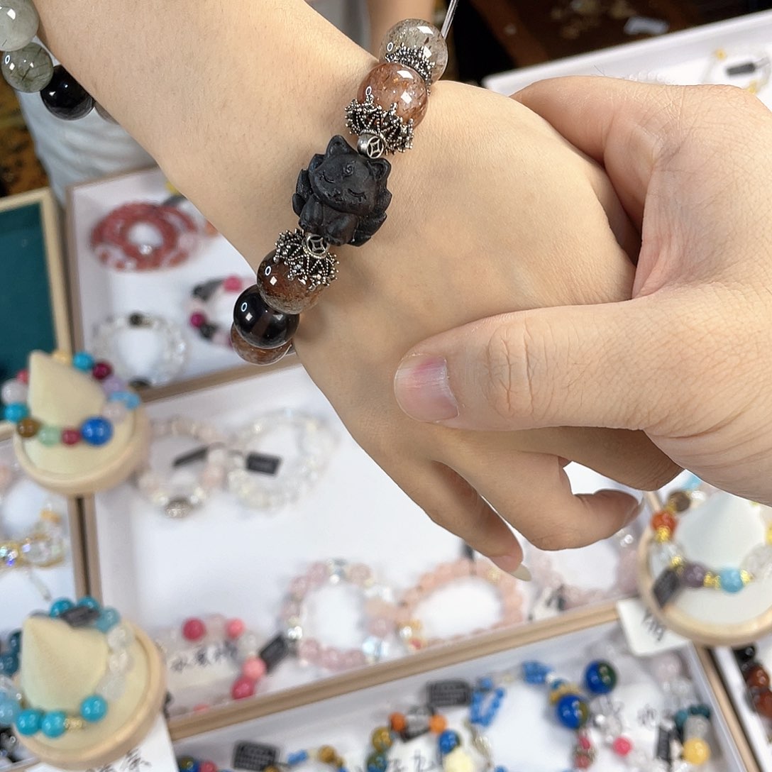 水晶手链银S925镀金镶嵌