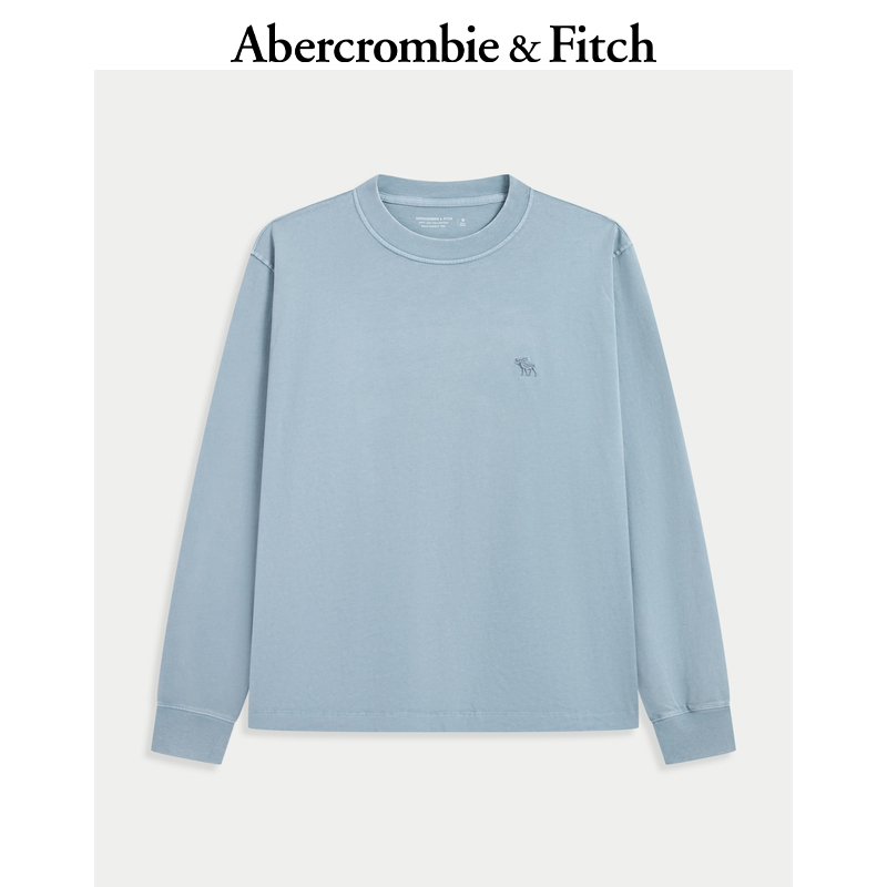 AF经典小麋鹿图案美式棉质重磅圆领长袖T恤26春新款男装124-6026