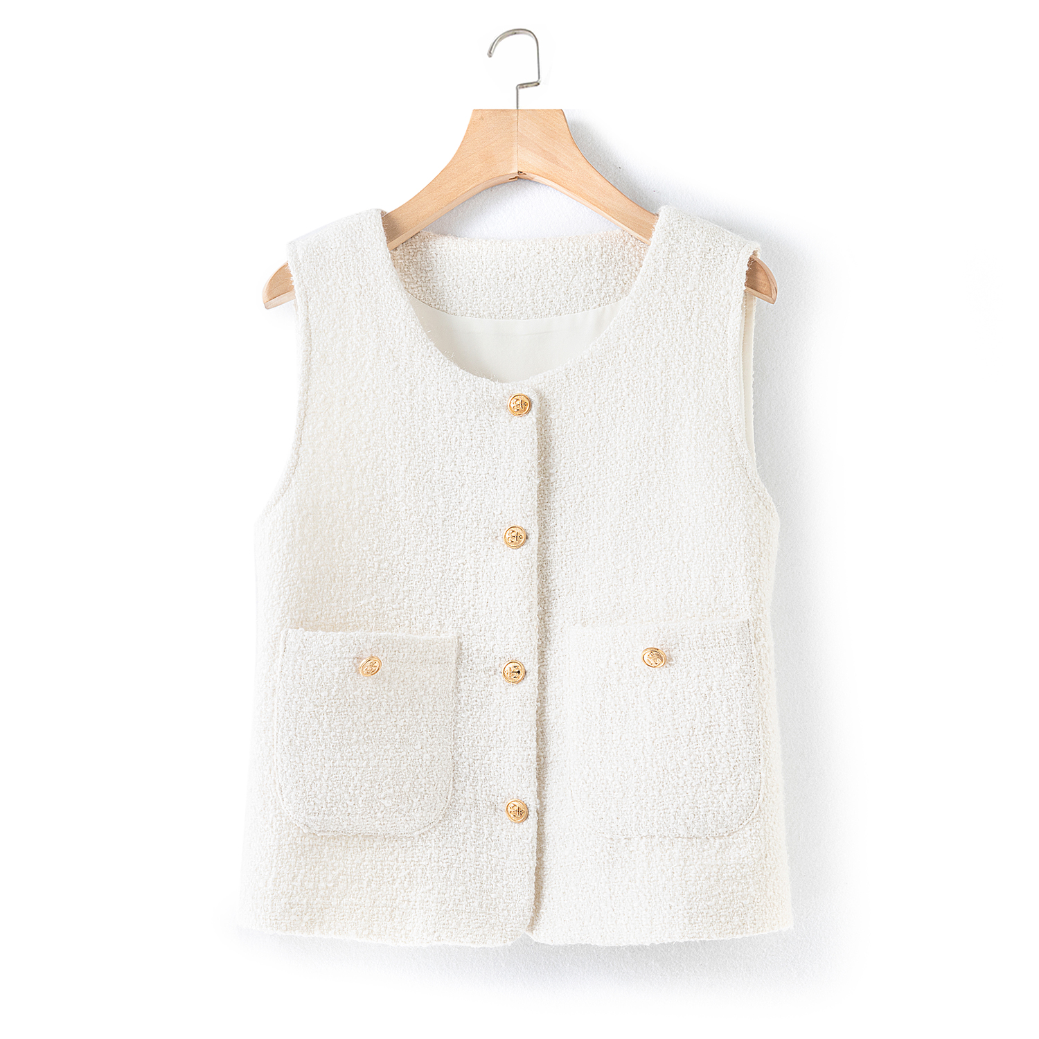 BYN新款羊毛马甲女秋季小香风时尚短款OL气质法式百搭无袖马夹女