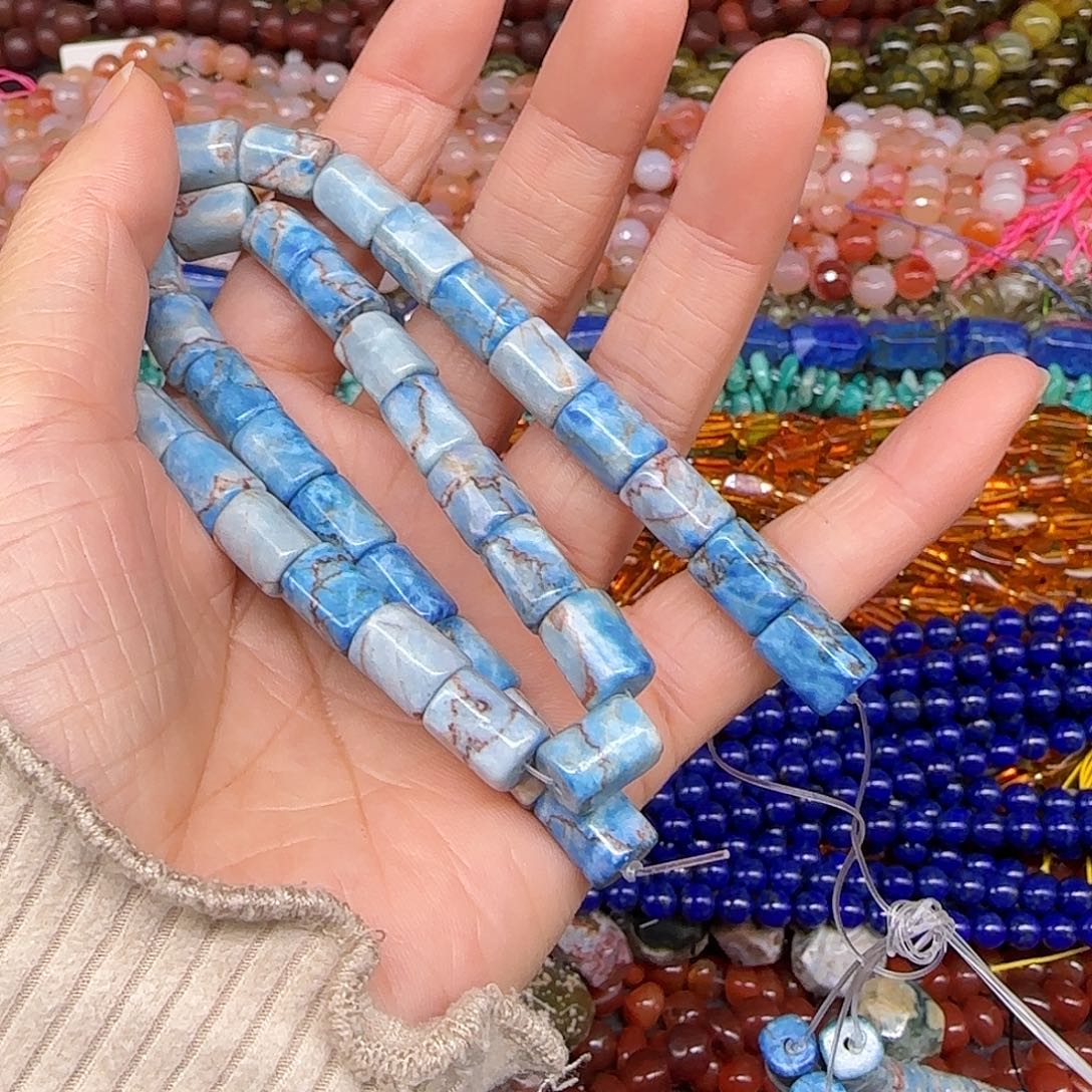 玛瑙/玉髓合金珠宝半成品帝皇石桶珠6mm一条