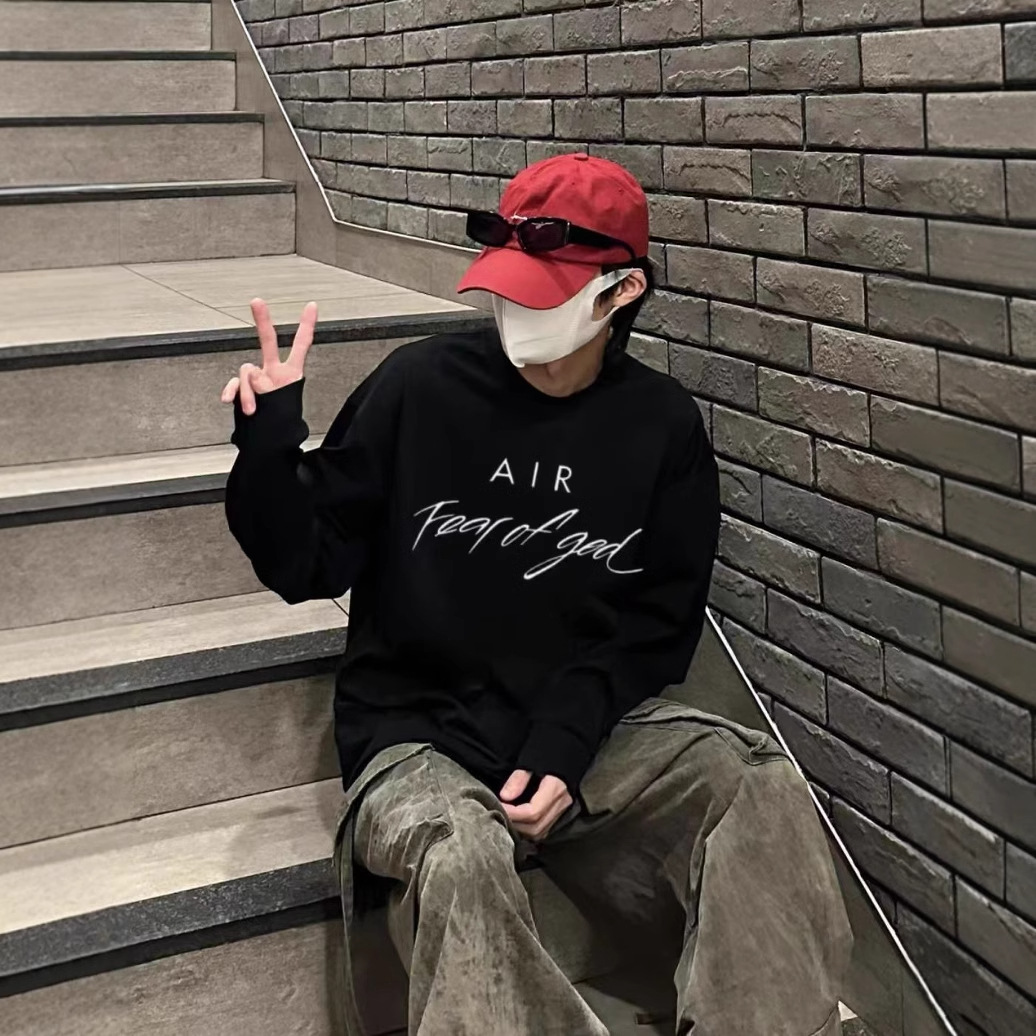 2024美式高街潮牌 FOG 同款联名款男款英文字母百搭宽松长袖加绒