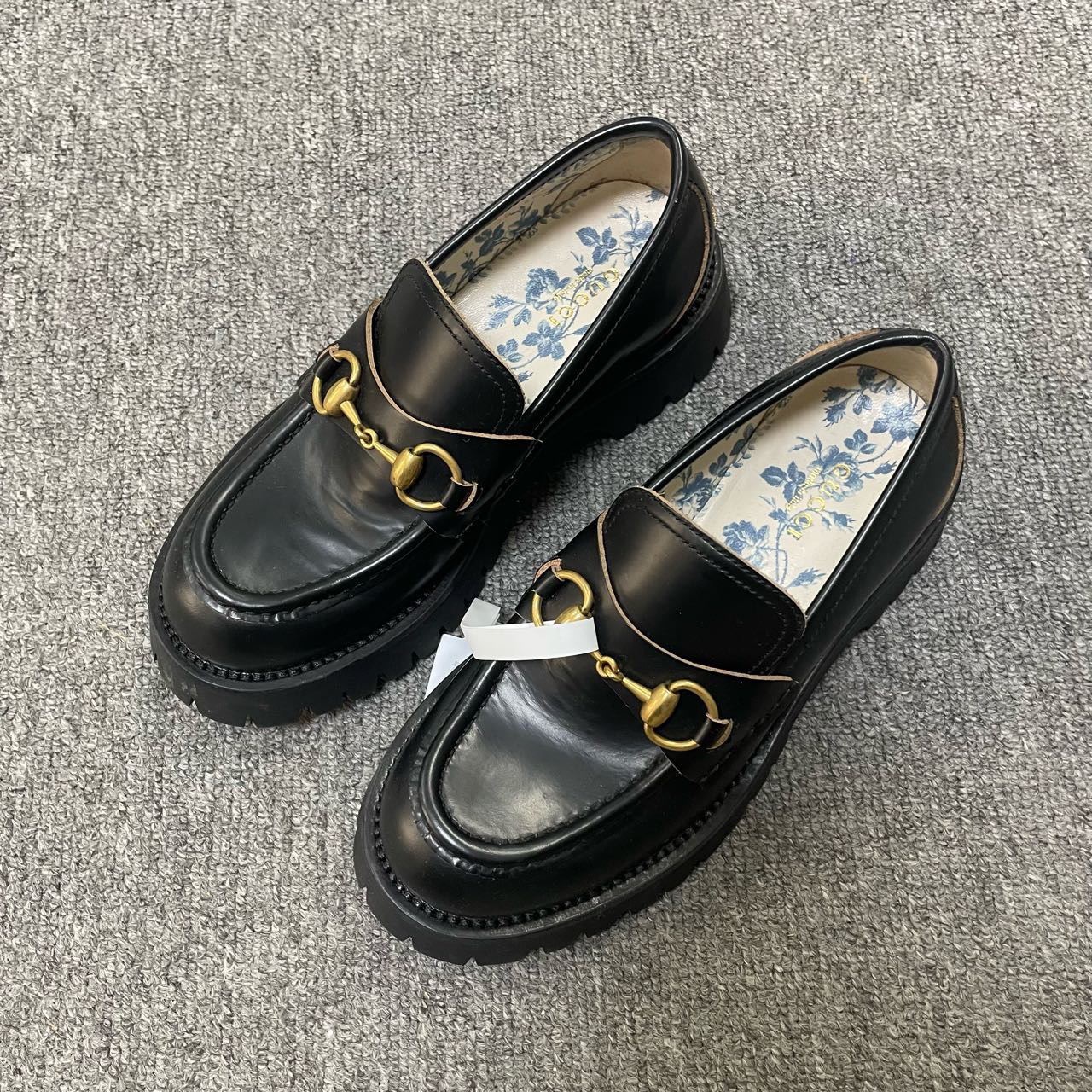 95新 GUCCI/古驰 饰马衔扣沟纹鞋底乐福厚底鞋  36.5码/3873