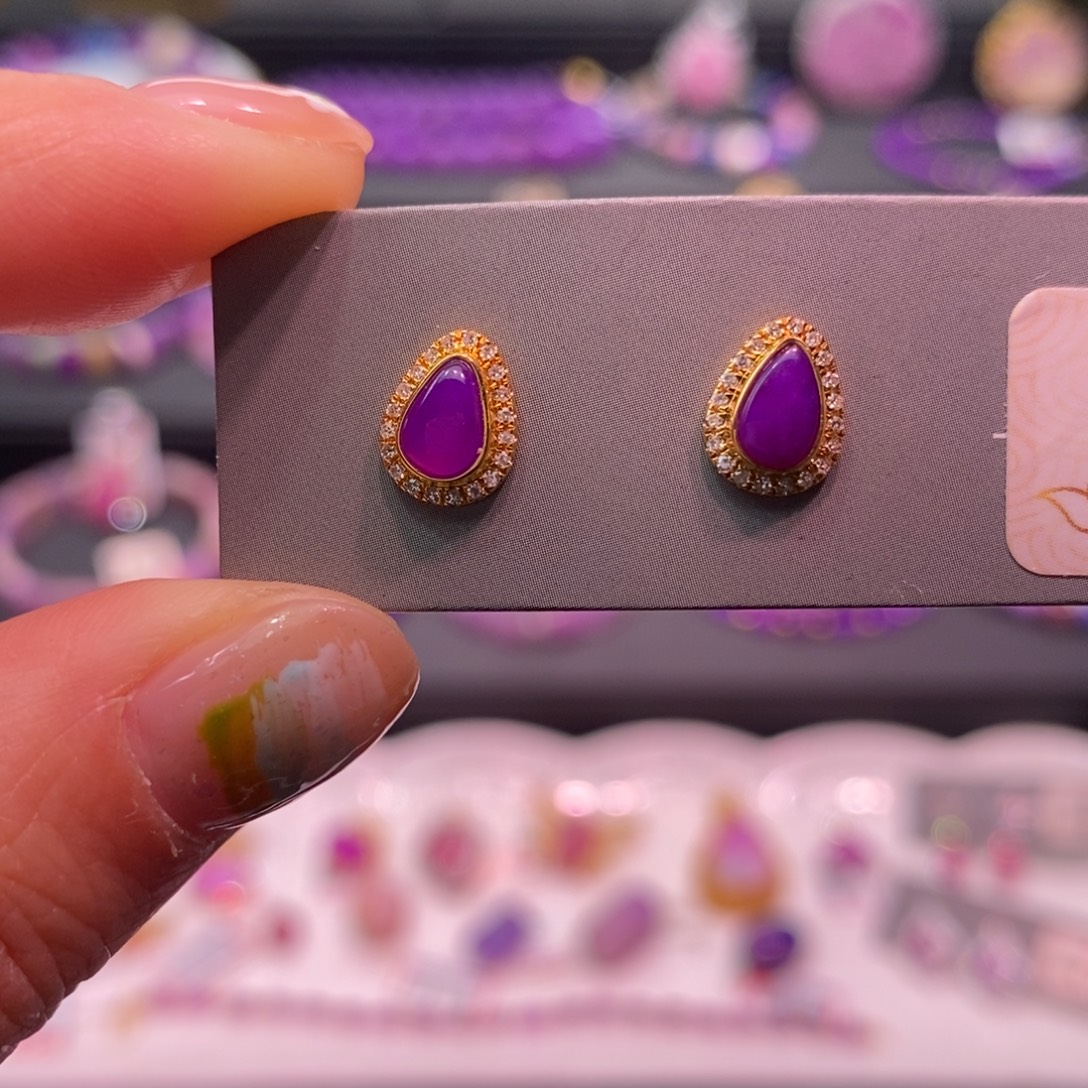 苏纪石（舒俱来）18K金镶嵌耳钉