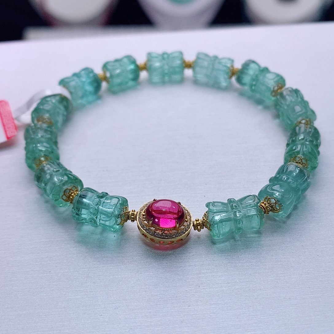 碧玺手链18K金镶嵌E****k碧玺手链