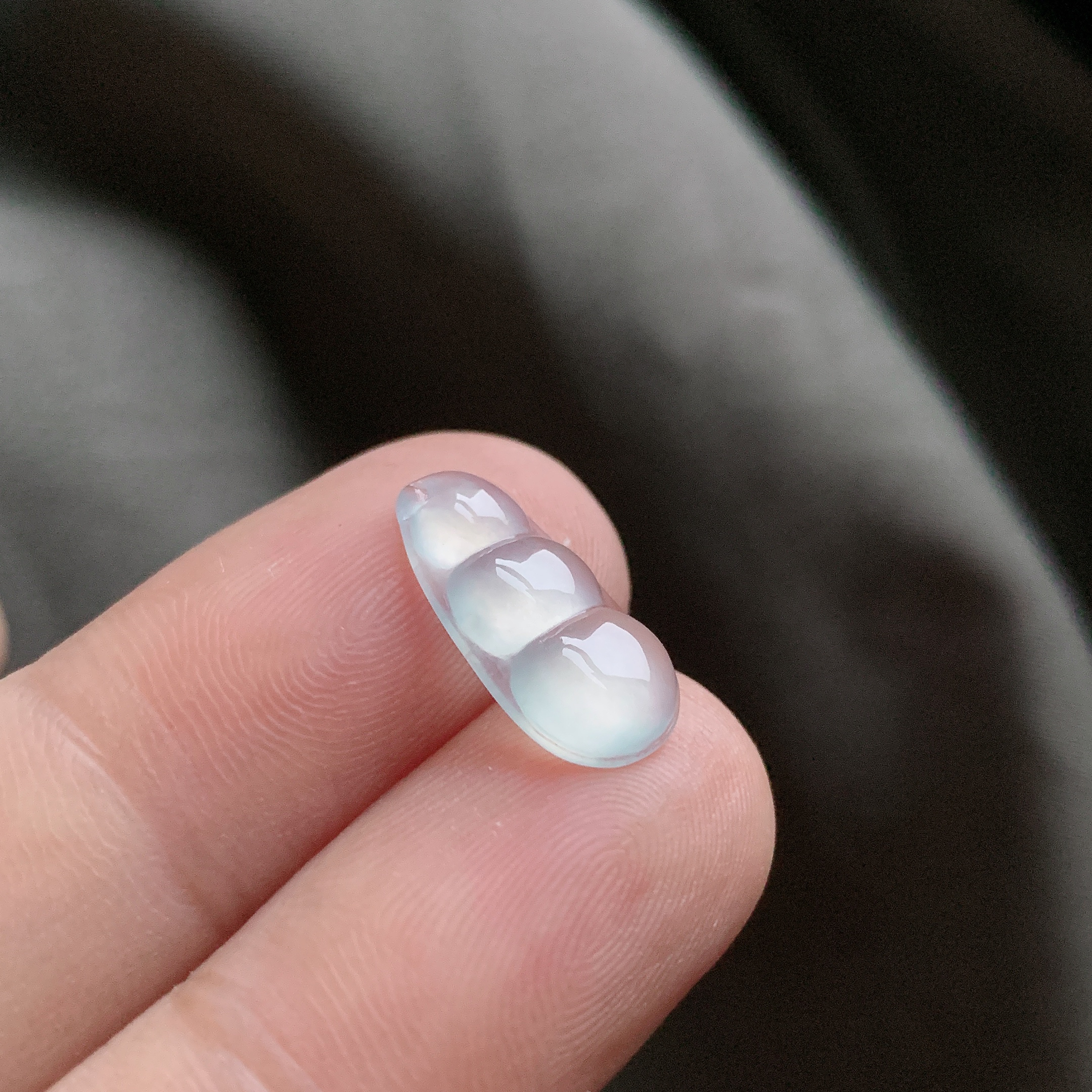 天然a货翡翠冰种起光福豆镶嵌件吊坠 尺寸裸石17x8.6x3mm