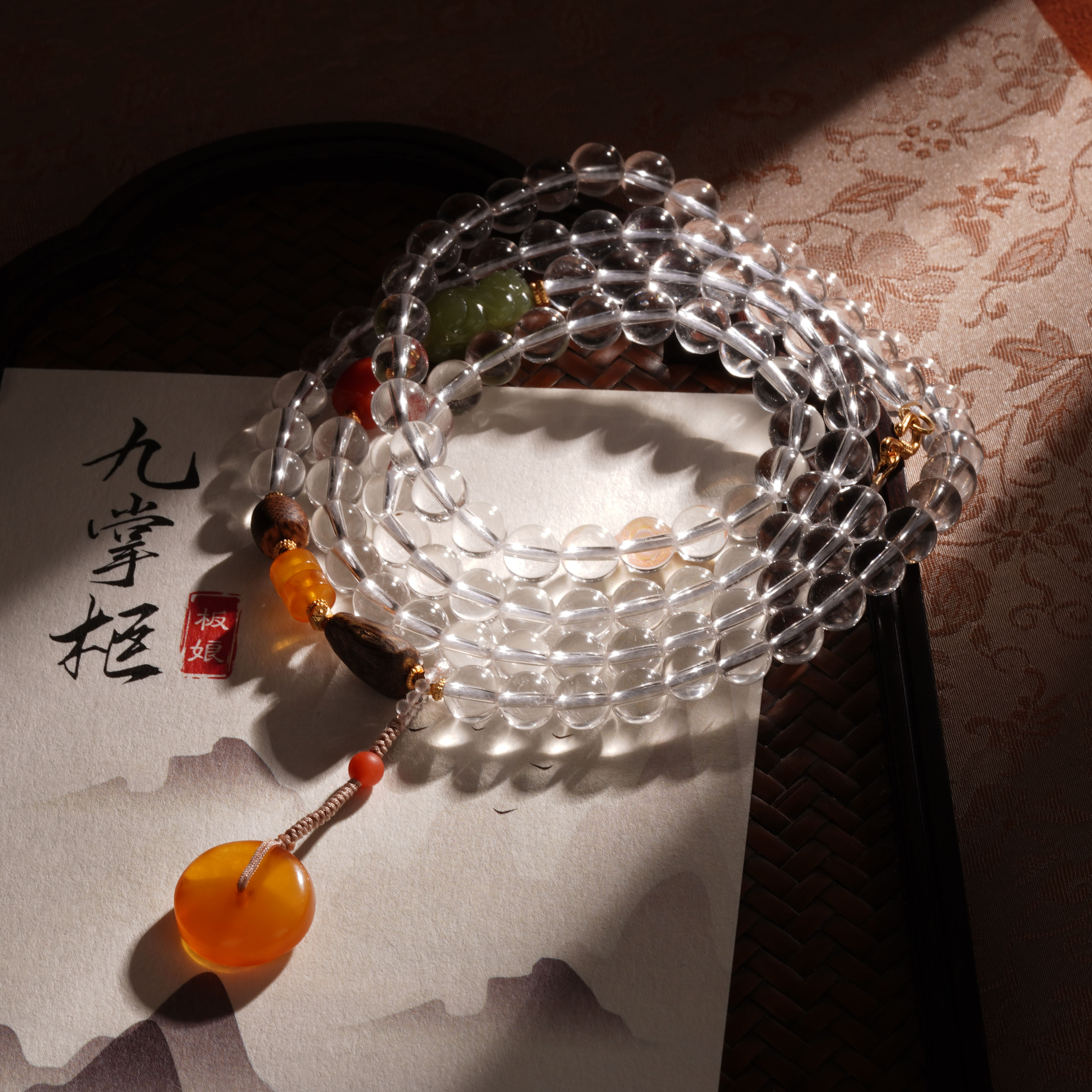 天然白水晶长链设计款万能链—多样性发其一约7mm【JJ360】