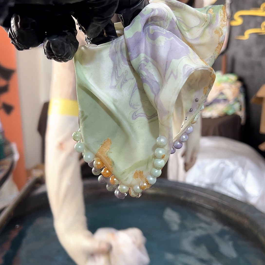 044珍珠方巾发圈莫奈