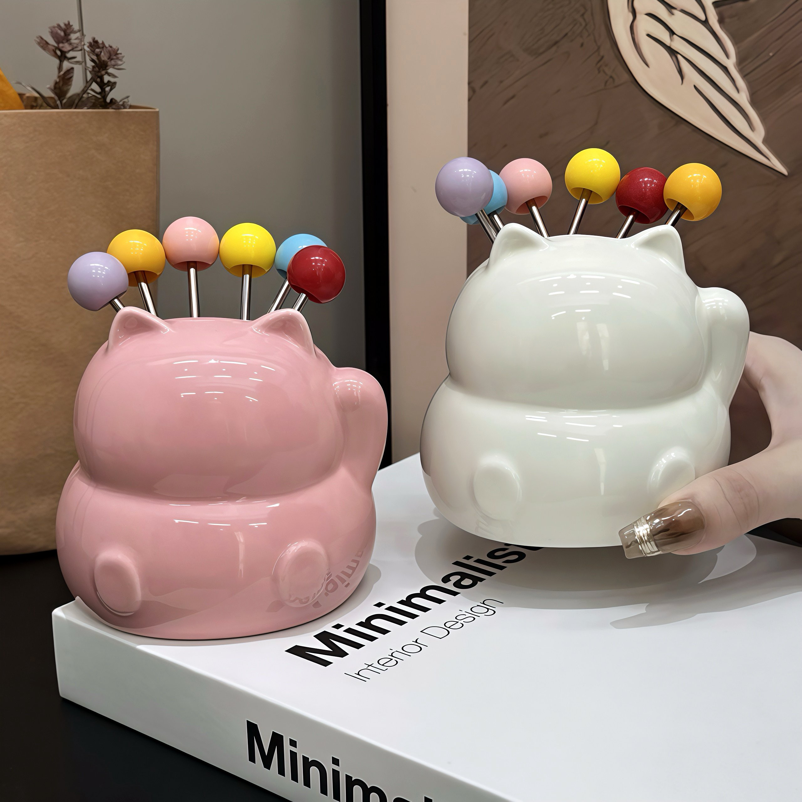 高颜值不锈钢水果叉家用轻奢儿童安全小叉子套装甜品水果签高级感