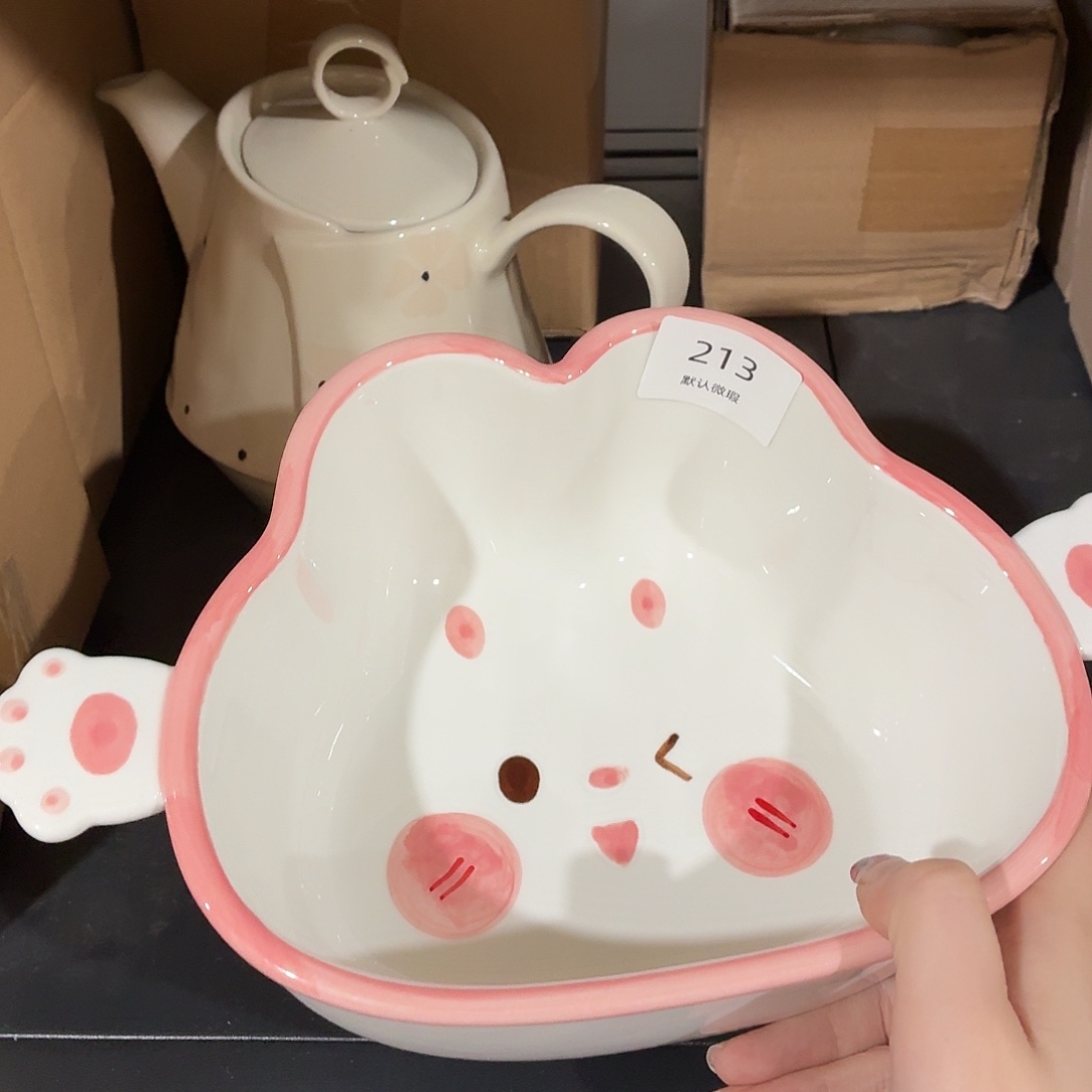 瓷213兔子大汤碗瑕疵