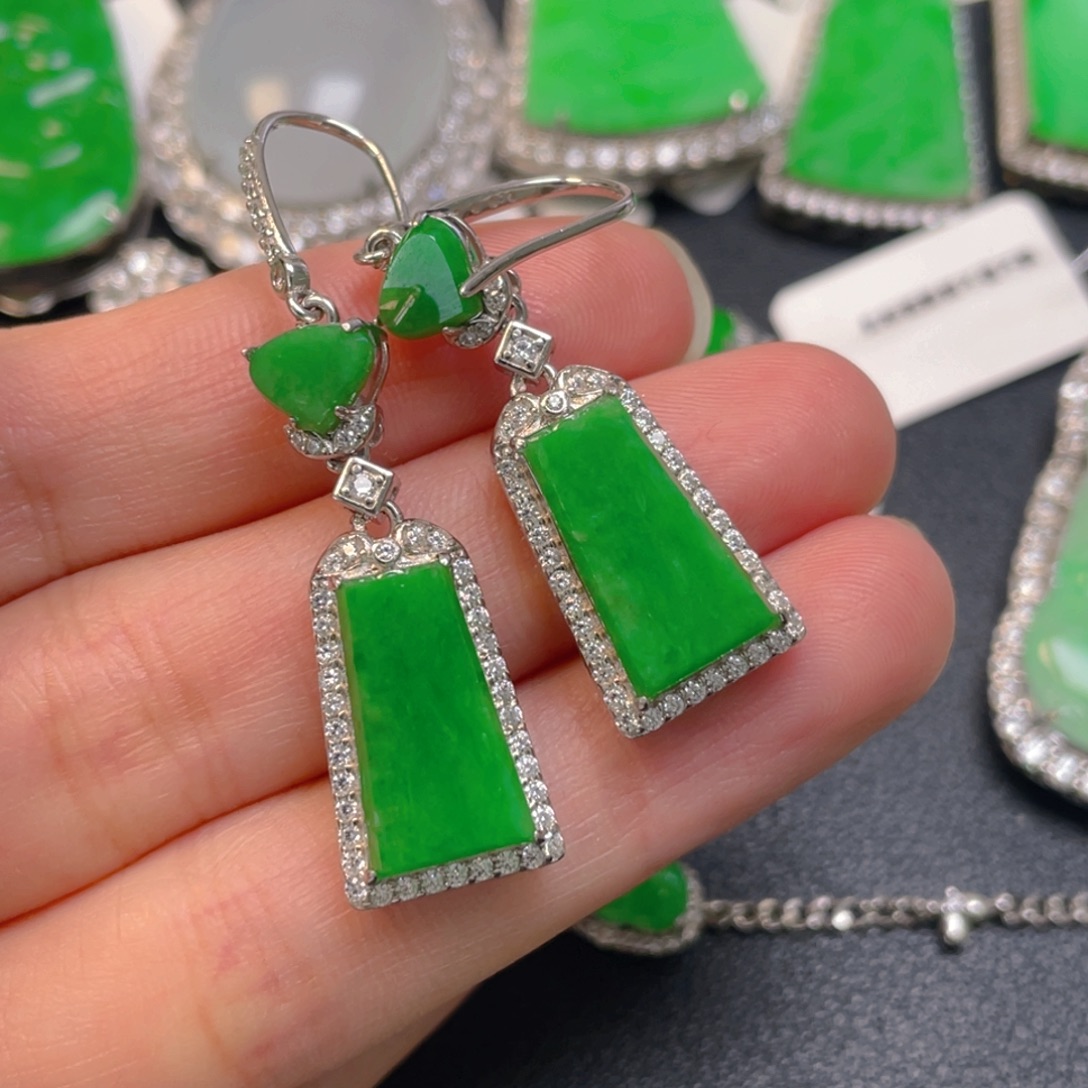 翡翠银S925镶嵌吊坠(不含链)耳坠