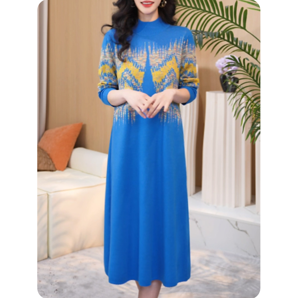 |茵琅|女士宽松连衣裙中长款毛衣裙气质休闲女装4ZL01CZ268