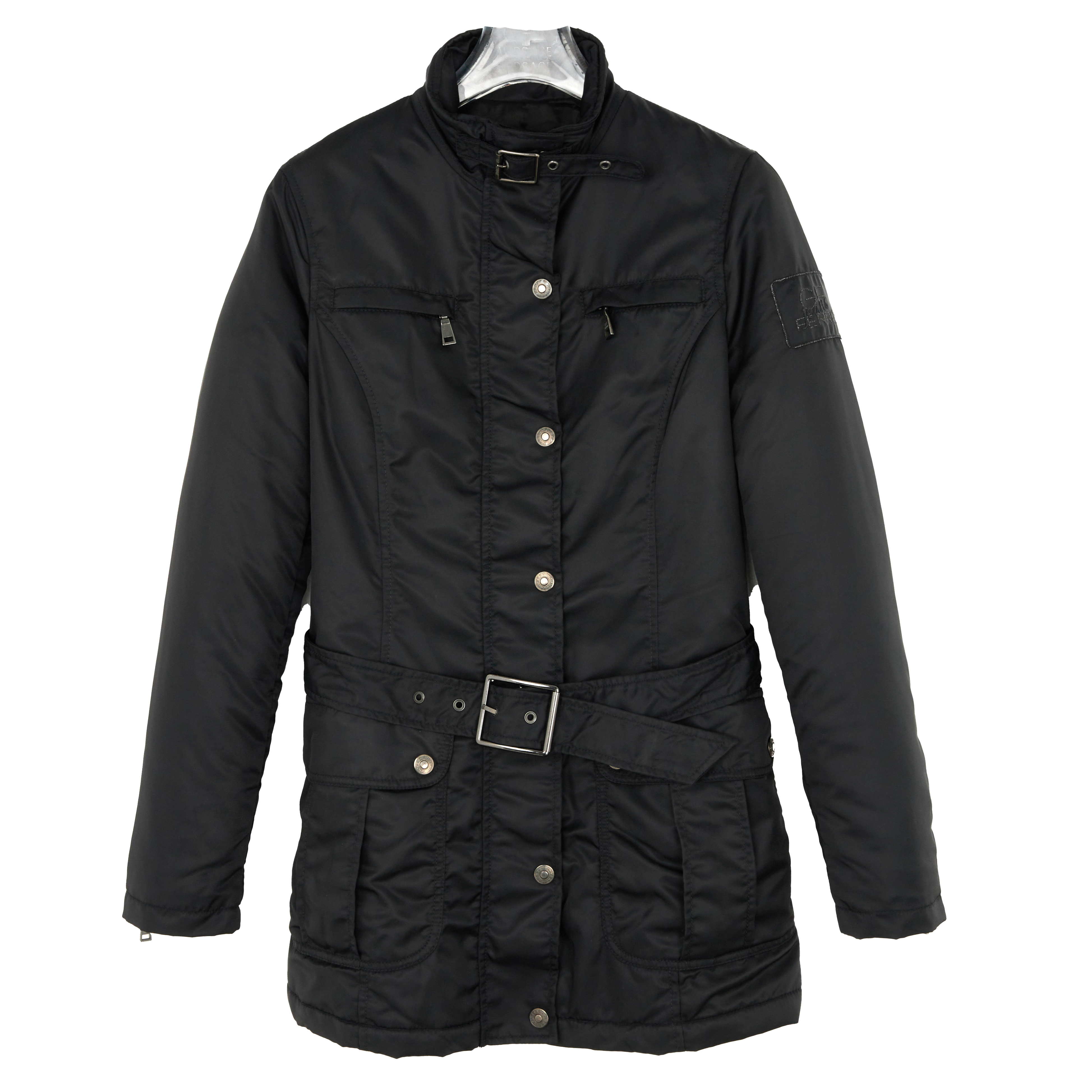 GF FERRE 女士中长款黑色收腰工装风夹棉外套YF793J 72616