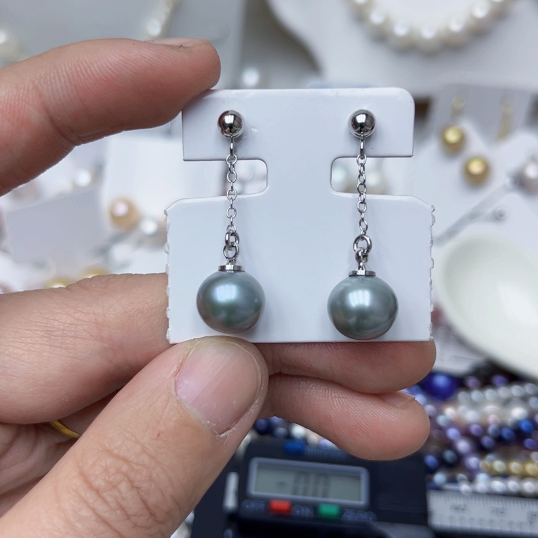 淡水珍珠耳饰银S925镶嵌