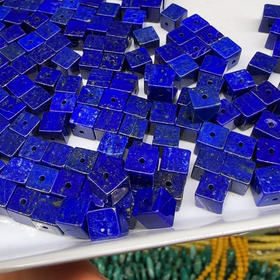 玛瑙/玉髓合金珠宝半成品青金5mm方糖10颗