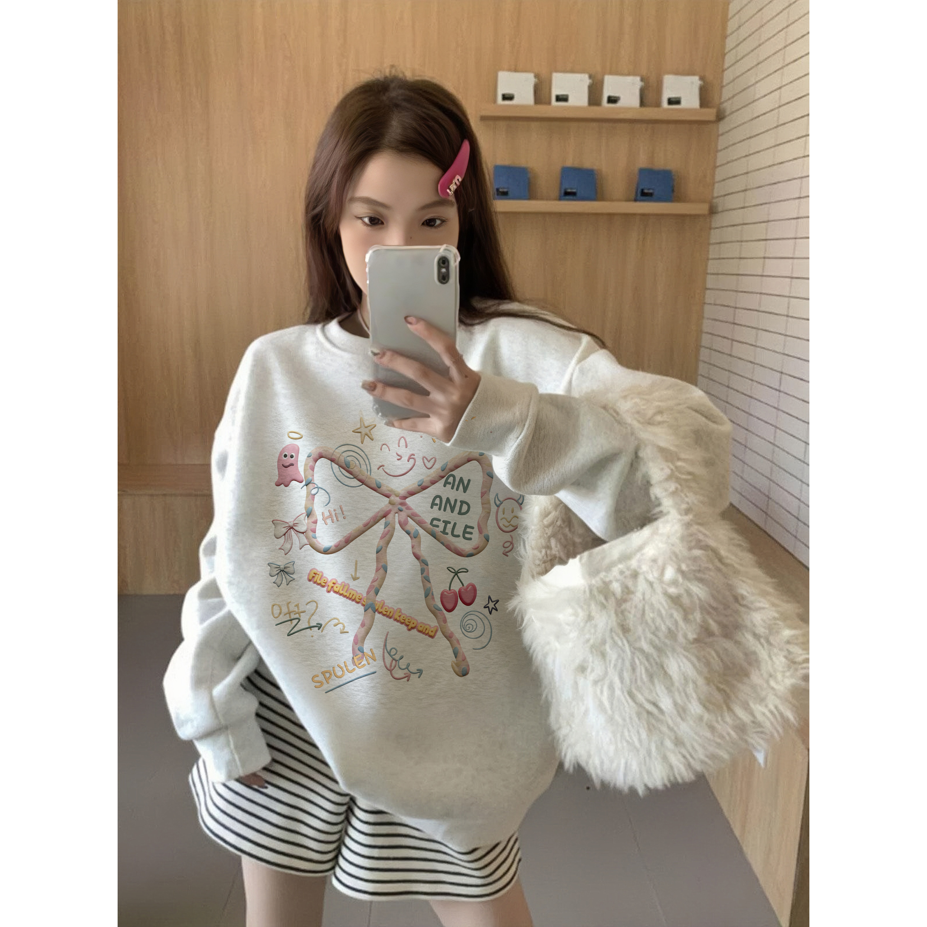 韩系休闲加绒加厚圆领卫衣推荐少女风新款时尚洋气百搭女装 