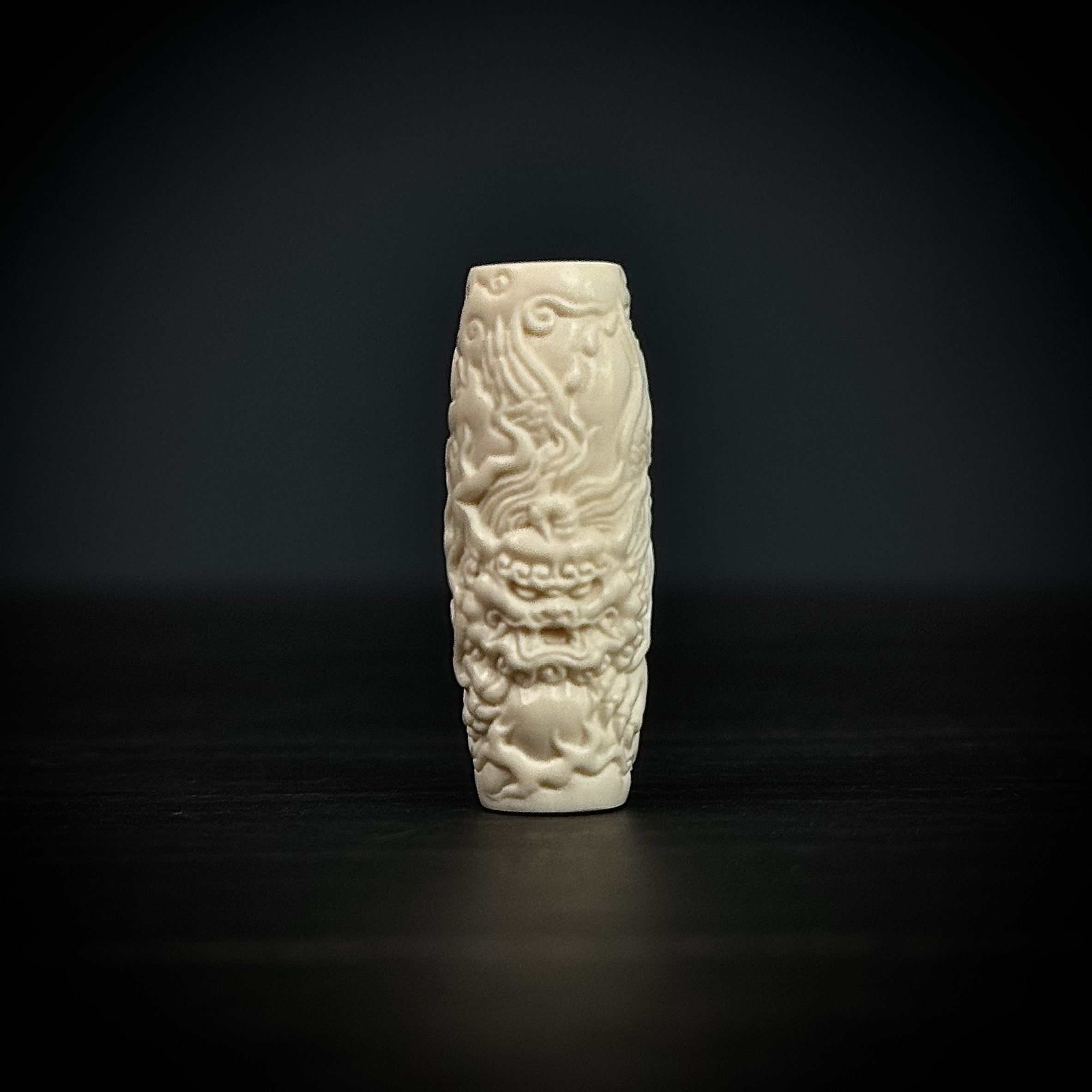 H15-96天然猛犸 雕刻盘龙柱约11*28.5mm支持鉴定假一罚十