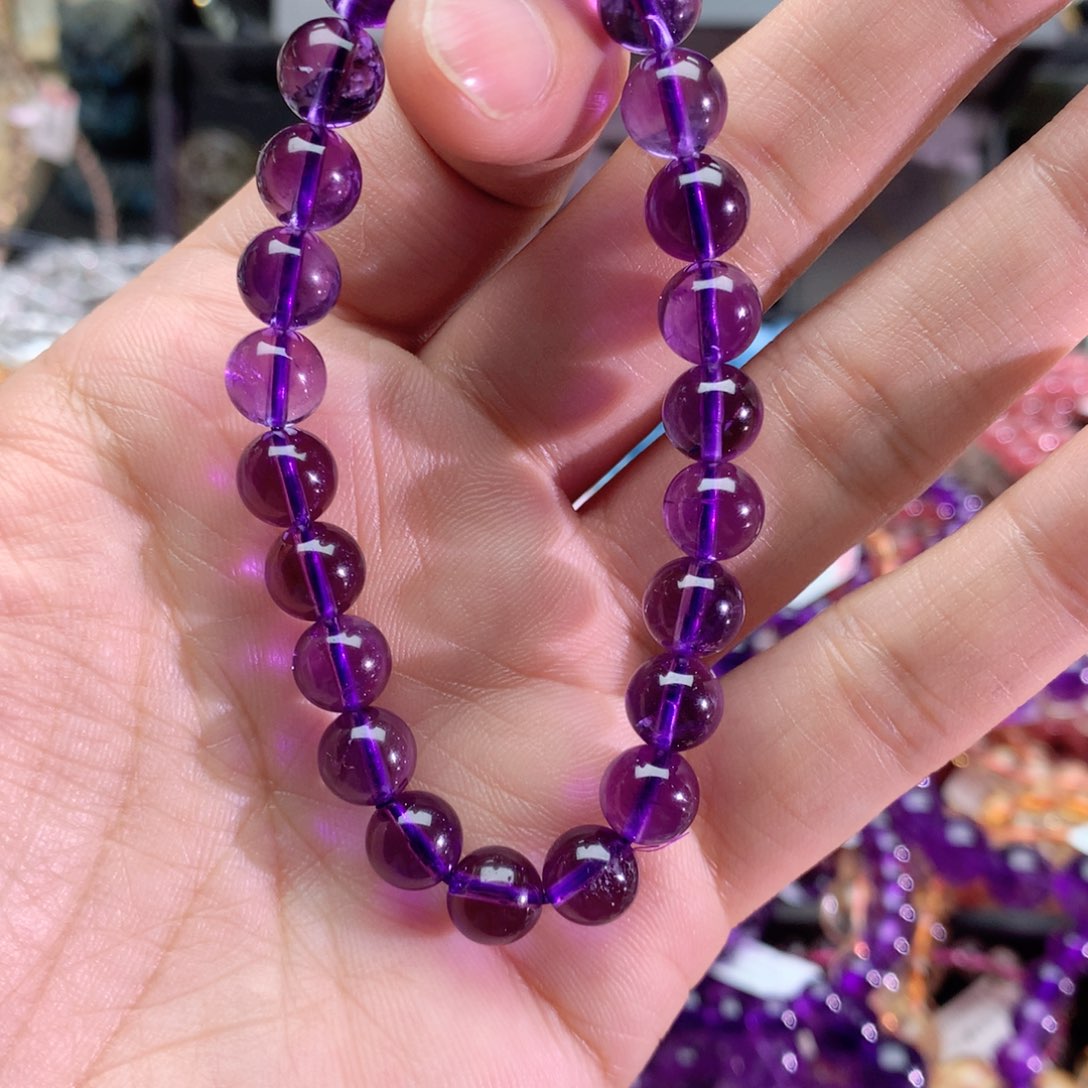 水晶手串未镶嵌王**.乌拉圭紫晶手链8