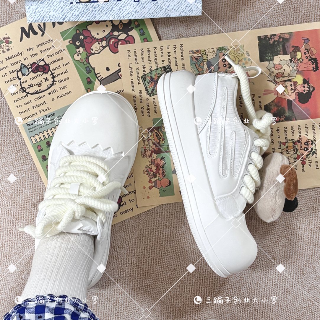 大头蛋壳面包鞋帆布厚底小众增高潮流百搭韩版冬季板鞋男女情侣款