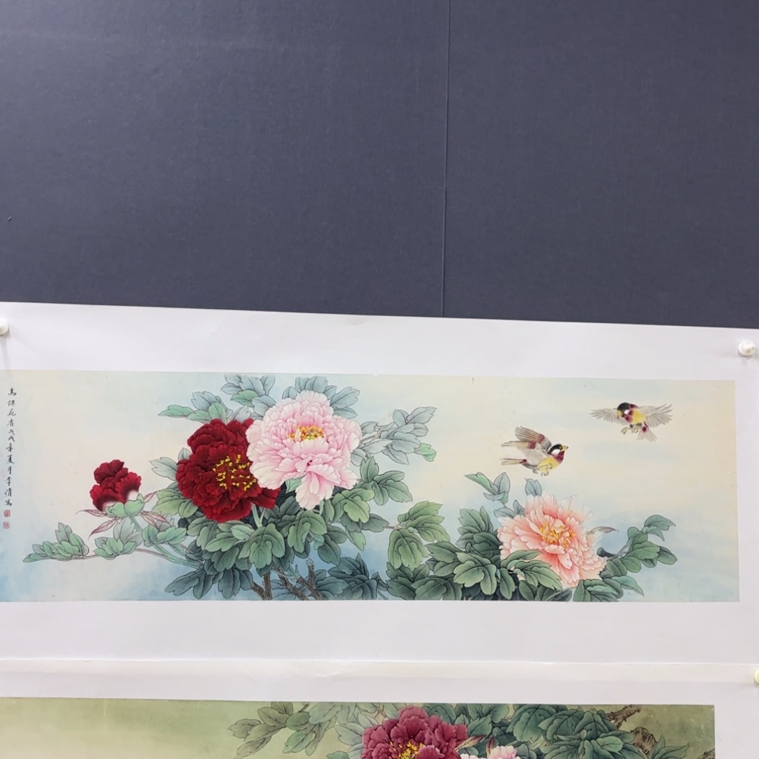 国画泉**夫李倩四尺对开花鸟好赵