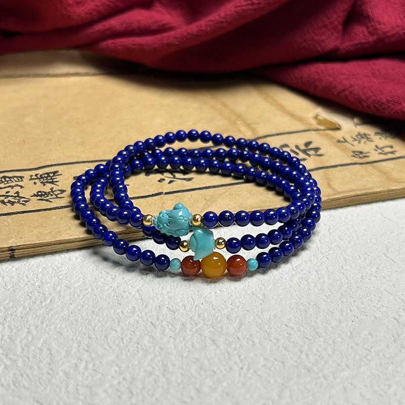 精品天然原矿青金石手链   原创风格 女款