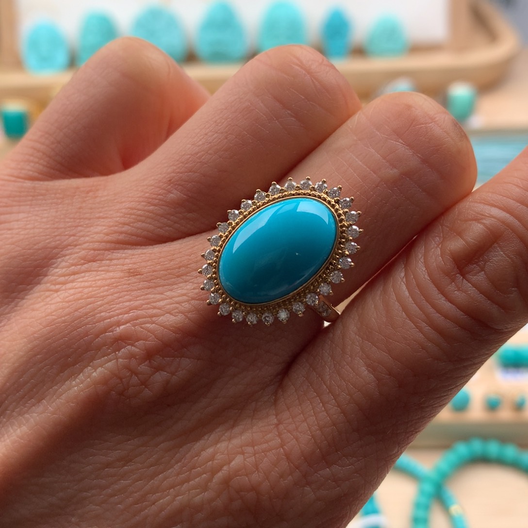 绿松石珠宝奇石18K金镶嵌