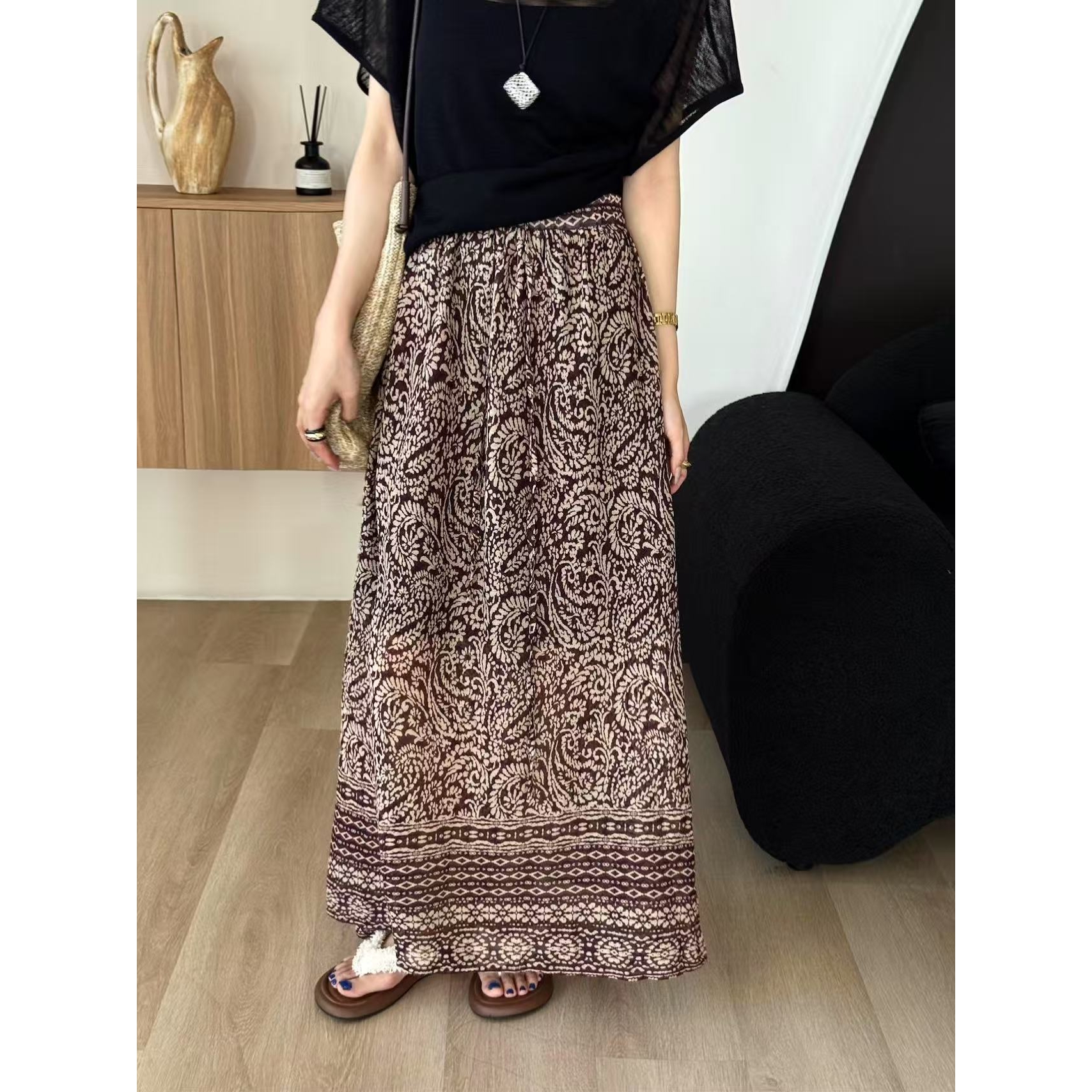 SP 【中古宝藏】 定制花纹面料复古小众半裙显瘦夏季